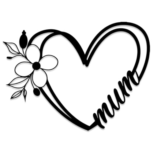 Heart and Flower Mum Design Metal Wall Art Metal Outdoor