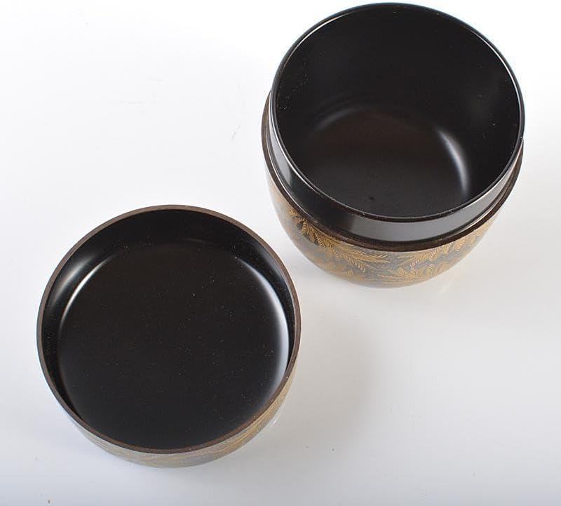 茶道具 漆塗 博堂造 金蒔絵 志のぶ文 棗 共布共箱 V R6296