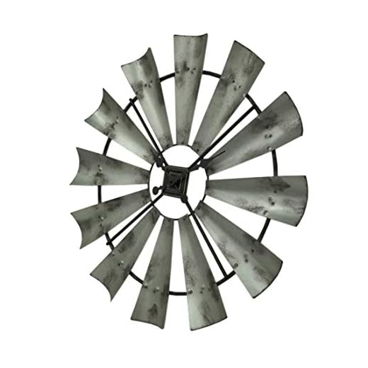 Distressed Grey Rustic 30 Inch Metal Windmill Wall Clock