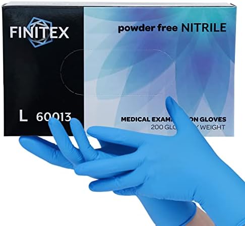 FINITEX Blue Disposable Nitrile Exam Gloves - 200 PCS/BOX 3.5mil Rubber Powder-Free Latex-Free Medical Examination Home Cleaning Food Glove SMALL