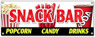 Snack Bar Candy Popcorn Drinks Banner Sign Cold Sandwiches Kettle Corn