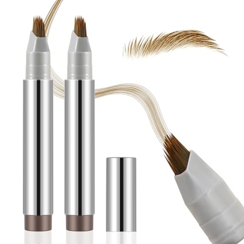 Boobeen Brow Fection - Lápiz de Cejas con Tinta Microblading, Punta Angulada para Trazos Cabello, Resistente al Agua y Duración Todo el Día, Ideal para Principiantes (2 Unidades)
