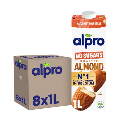 Alpro - Alpro Boisson Végétale Amandes Sans Sucres 8 x 1L | Sans Lactose, Sans Gluten, 100% Végétal | Faible en Sucres & Riche en Protéines
