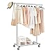 SONGMICS Clothes Rack on Wheels, Heavy Duty Garment Rack with Extendable Hanging Rail, Holds up to 200 lb, Collapsible Clothing Rack UHSR13S
