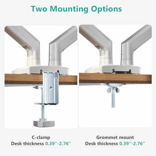 Image of WALI Dual Monitor Stand for 17-32 inch Screens, Dual Monitor Arms for 2 Monitors Holds up to 19.8 lbs, Adjustable Gas Spring Dual Monitors Mount, VESA 75x75 /100x100mm (GSMP002NW), White
