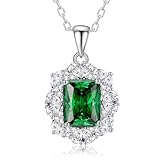 Hoisy Collar Colgante 950 Platino Mujer, 4 Garras Rectángulo con Citrina de 3ct y Moissanita, Colgante de Plata Amarillo para Mujer