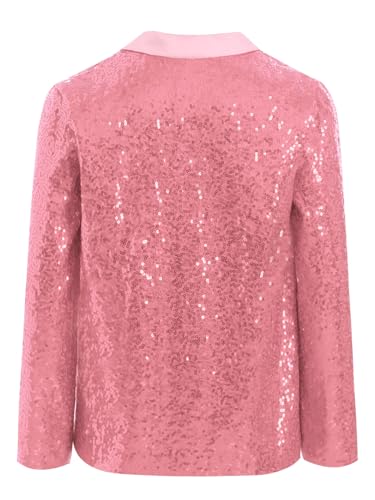 Linjinx Kids Girls Sequin Blazer Jacket Coat Long Sleeve Button Down Lapel Suit for Hip Hop Jazz Dance Performance4