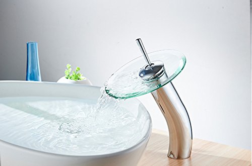 Shiratori Glass Waterfall Bathroom Sink Faucet, Polished Chrome (High) #TOP2
