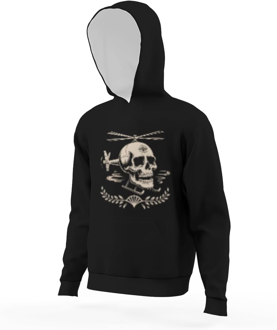 Funny Cute Skullicopter Kids Boys Girls Lightweight Kangaroo Pocket Hoodies