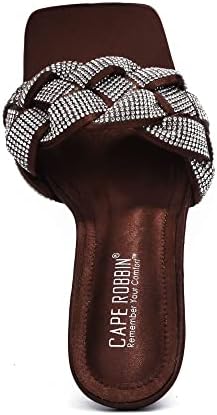 Cape Robbin Rewind Sexy Woven High Heels for Women, Square Open Toe Shoes Heels - Brown Size 8.5 | Image 2