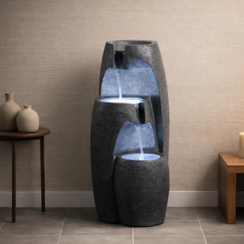 Teamson Home 3-Tier Cascading Urn Outdoor Water Fountain, Black by Teamson Home - Used condition - Image 7