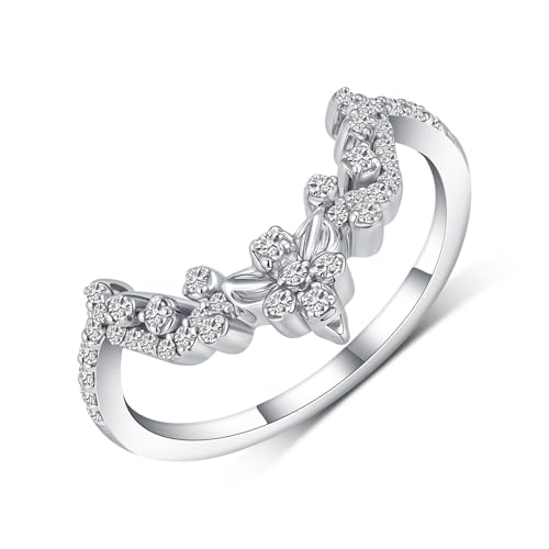 Round Cut Moissanite Wedding Ring Set for Women, 10K 14K 18K Gold Round Half Halo 1-2 CT Moissanite Flower Cluster Engagement Ring Wedding Band Bridal Ring Sets Jewelry Gifts for Her3