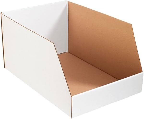 BOX USA BOX USA BBINJ202412 Cajas de Almacenamiento con Tapa Abierta Jumbo, 20" x 24" x 12", Blanco Ostra (Paquete de 25)