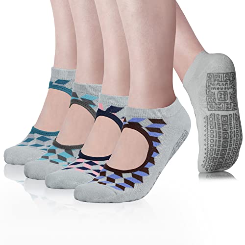 Image of unenow Non Slip Grip Yoga Socks for Women with Cushion for Pilates, Barre, Home