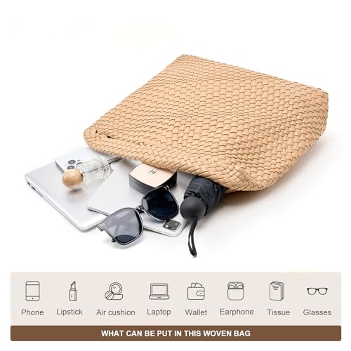 Image of MELOLILA Large Woven Tote Bag for Women Weave Purse Woven Leather Handbag