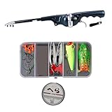 Tragbare Angelrute, Faltbare Angelrute, Kompakte Fiberglas- faltbar, Ergonomisches komplettes Angelausrüstungsset mit Angelködern für Damen, Herren, Herren, Damen153/200)