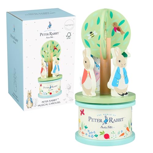 Orange Tree Toys Peter Rabbit Toys - Peter Rabbit & Friends Carousel Music Box for Girls, Boys, Wooden Toys - Early Development & Activity Toys, Musical Toys - Official Licensed Peter Rabbit Gifts