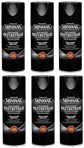 6 Pack of 11.5 oz Minwax 33060 Clear Fast-Drying Oil-Based Polyurethane, Warm Satin
