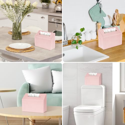 NiHome PU Leather Tissue Box Cover for Kleenex Hand Towels, Versatile Design for Countertops and Towel Racks, Leather Enhances Home Decor, Easy to Use with Exquisite Edging Craftsmanship (Pink) by NiHome - Image 6