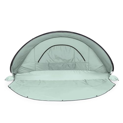 Picnic TIME Manta Portable Beach Tent, Fully-Assembled Pop Up Tent, Beach Shade and Sun Shelter, Instant Outdoor Shade with Carrying Bag for Outdoors and UPF50+ UV Protection, (Light Green) by PICNIC TIME - Used condition - Image 2