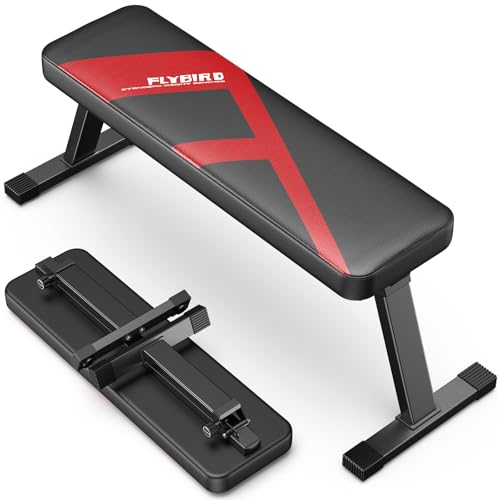 FLYBIRD Folding Flat Bench, Sturdy Lightweight and...