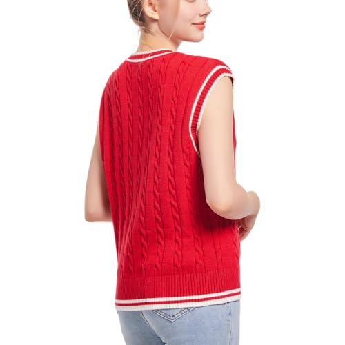 Image of Womens Sweater Vest Sleeveless Cotton Casual V Neck Pullover