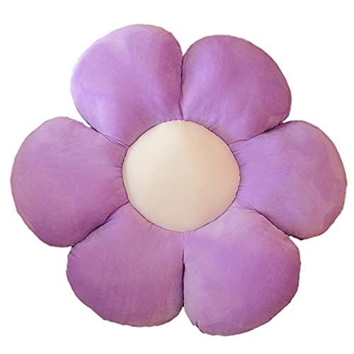 Image of AVS Sunflower Shaped 6 Petals Cute Preppy Decorative Throw Pillow|Floor Cushion with Fibre Filling for Aesthetic Decoration (Purple, 25CM)
