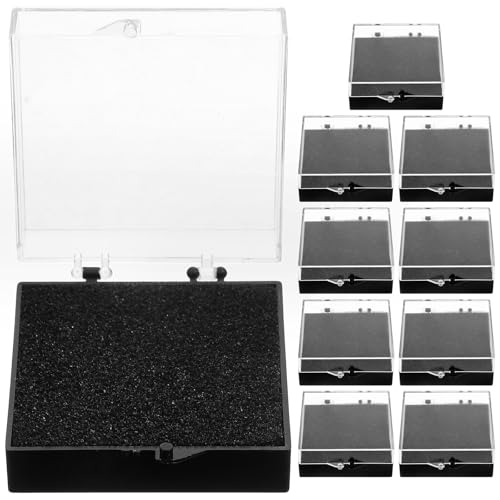 HAKIDZEL Boîte D'affichage de Broches en Plastique Noir avec Mousse, Lot de 10 Pièces, Rangement Polyvalent pour Petits Objets, Design Minimaliste et Élégant