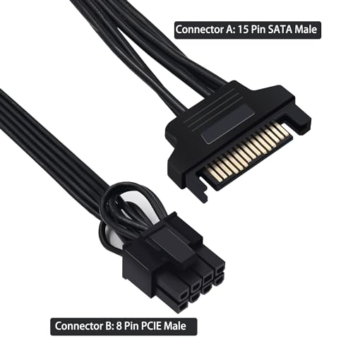 Cable SATA a 8 pines PCIe para tarjeta gráfica y adaptador de alimentación GPU de 9 pulgadas 2