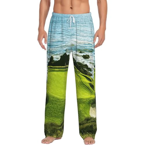 Pantalon de pyjama homme polaire chaud avec poches imprimé golf