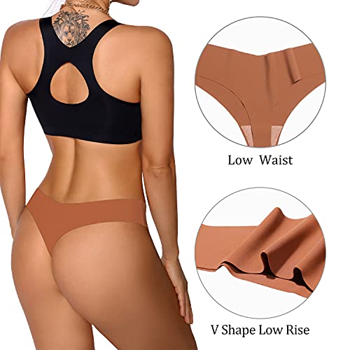 Image of SHARICCA Women No Show Seamless Underwear Thong Invisible Soft Panties Multi Pack