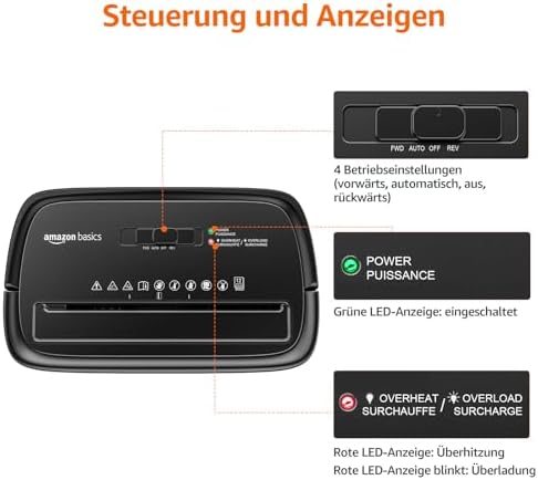 Bild 3 - Amazon Basics Querschnitt Aktenvernichter für 12 Blätter, für Papier und Kreditkarten Schredder, 12 Blatt (neues Modell), Schwarz