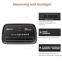 Amazon Basics Kreuzschnitt-Aktenvernichter, 12 Blatt, mit Transparentem Sichtfenster, für Dokumente und Kreditkarten, 22,7l Auffangbehälter, Schwarz – Ansicht 4