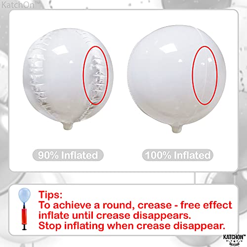 KatchOn, Round White Foil Balloons - 22 Inch, Pack of 6 | 4D Mylar White Balloon for Party Decorations | White Metallic Balloons for Birthday, Anniversary, Bridal Shower, Baby Shower Decorations by KatchOn - Used condition - Image 3
