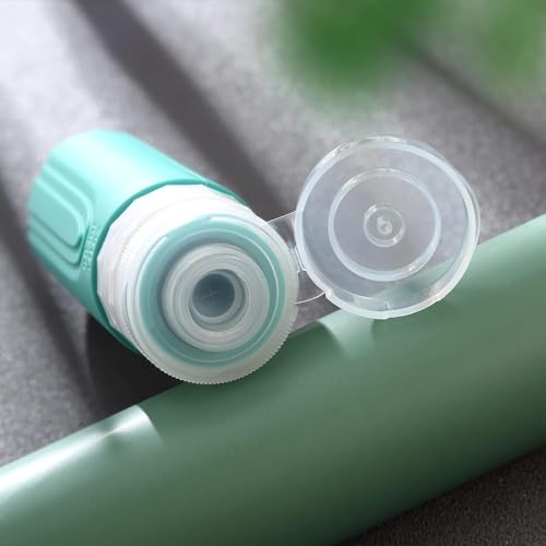 Kit 4 Frascos Potes Silicone Viagem 90ml Aprovado TSA Creme Shampoo Condicionador (Tons de Verde)