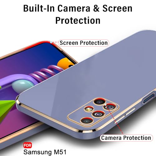 Image of TheGiftKart Luxurious Golden-Plated Back Cover Case for Samsung Galaxy M51 | Raised Lips for Camera & Screen Protection | Shockproof Design | Stylish Case for Samsung Galaxy M51 (TPU, Greyish Blue)