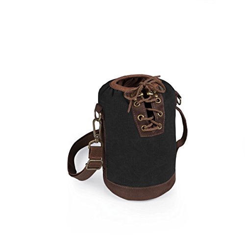 Legacy-A Picnic Time Brand Canvas Lace up Growler Tote, Black