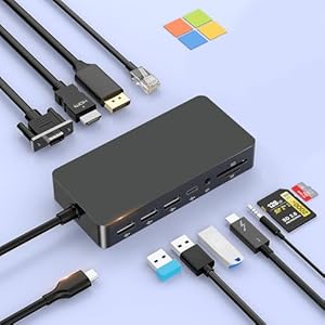 Microsoft Surface Thunderbolt 4 Dock mit DREI Displays, 11 in 1 Surface Docking Station Hub mit 4K HDMI+DP+VGA für Surface Pro 11/10/9/8/X/7+/7, Laptop 7/6/5/4/3, Laptop Studio 2/1, Go 4/3/2/1