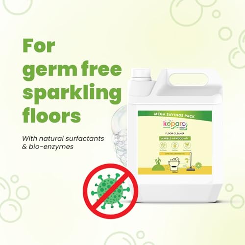 Image of Koparo Natural Disinfectant Surface & Floor Cleaning Liquid | 3 Litre | Plant-Based Non-Toxic Germ Kill Formula | Lime and Lemongrass Freshness | Safer Than Phenyl | Kids Safe & Pet Friendly