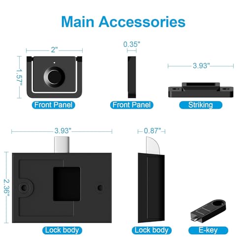 Image of Escozor DFL06 Fingerprint Drawer Lock with Metal Body | Smart Biometric for Cabinet, Wardrobe & Furniture Use | Electronic Safety System | 20 Fingerprint Memory | Individual E-Key