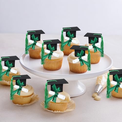 Décoration de cupcakes diplôme 2025 3D avec pompons | Lot de 24