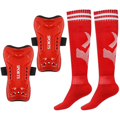 Soccer Shin Guard Youth Kid with Soccer Sock,Lightweight and Breathable Child Calf Protective Gear for Football Games,Shin Pads Soccer Equipment for 3-15 Years Old Boys Girl Teenagers (Red, Small) Cover
