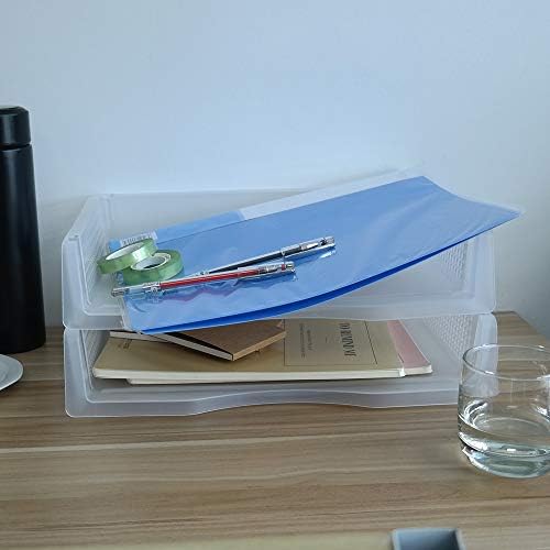 Bringer Clear Plastic Stackable A4 Paper Letter Filing Document Tray Holder, 6 Packs