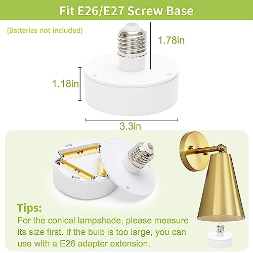 Peesin E26 Base Battery Operated Light Bulb, 2 Pack Battery Powered Light Bulbs, Wireless Battery Light Bulb, Remote Control Light Bulbs, Aa Battery Operated Puck Lights For Wall Sconce, Pendant Light #TOP2