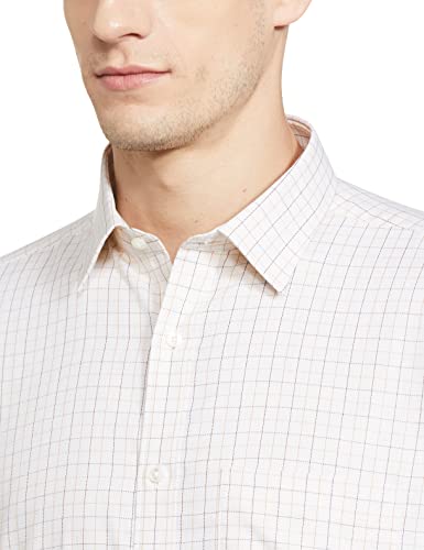 Image of Raymond Men's Pure Cotton Checks Pattern Slim Fit Semi Cutaway Collar Full Sleeve Formal Shirt