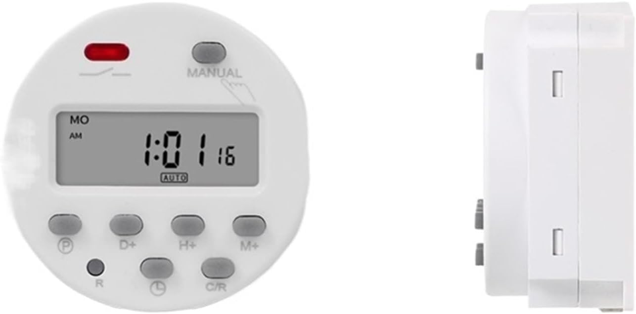 CN101A 220V 230V 240V Digital Power Timer 7 Days Weekly Programmable Time Relay Programmer Built-in Rechargeable Battery(12V)