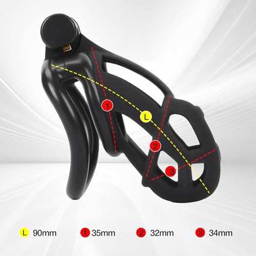 Image of Sex Toys Male Chastity Cage with Elastic Belt & Invisible Lock - 4 Rings Lightweight Comfort Fit Design for Long Term Wear, Secure BDSM Bondage Device (M-90mm) - Breathable Large Penis Cage for Men