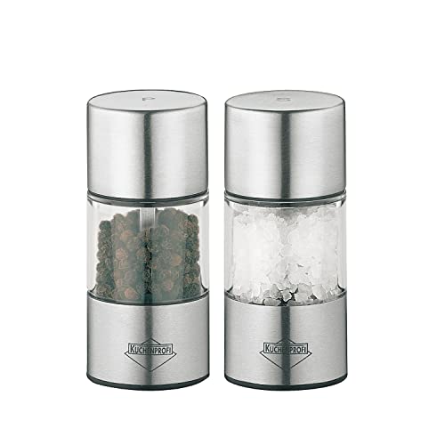 Kuchenprofi Vienna Salt and Pepper Set - Stainless Steel Grinder for Salt and Pepper (3.4 In x 1.5 In, Clear) by Küchenprofi - Used condition - US$54.88