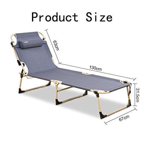 Chaise longue en métal pliante avec coussin et dossier réglable