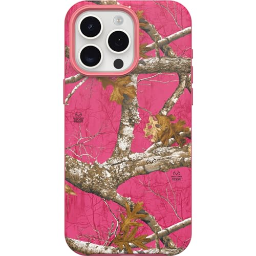 Image of OtterBox iPhone 15 Pro Max Symmetry Series Case - Realtree Flamingo Pink, Snaps to MagSafe, Ultra-Sleek, Raised Edges Protect Camera & Screen, Ultra-Thin, Sleek iPhone Case